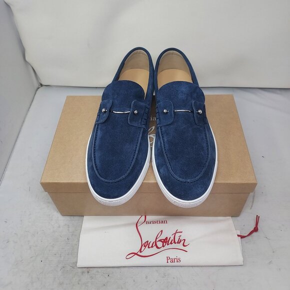 Christian Louboutin Chambeliboat Blue Suede MENS Boat Shoe - Picture 4 of 11